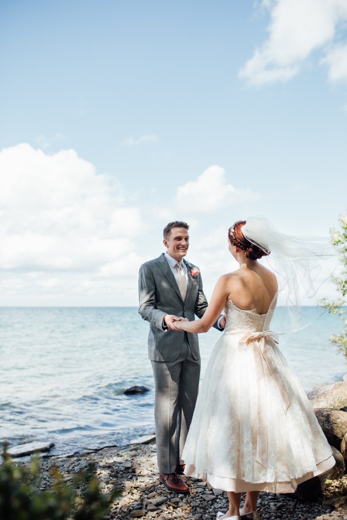 Beachside, Lifestyle Wedding Photos on (Serenity Cottage) Lake Huron by Saidia Photography - 